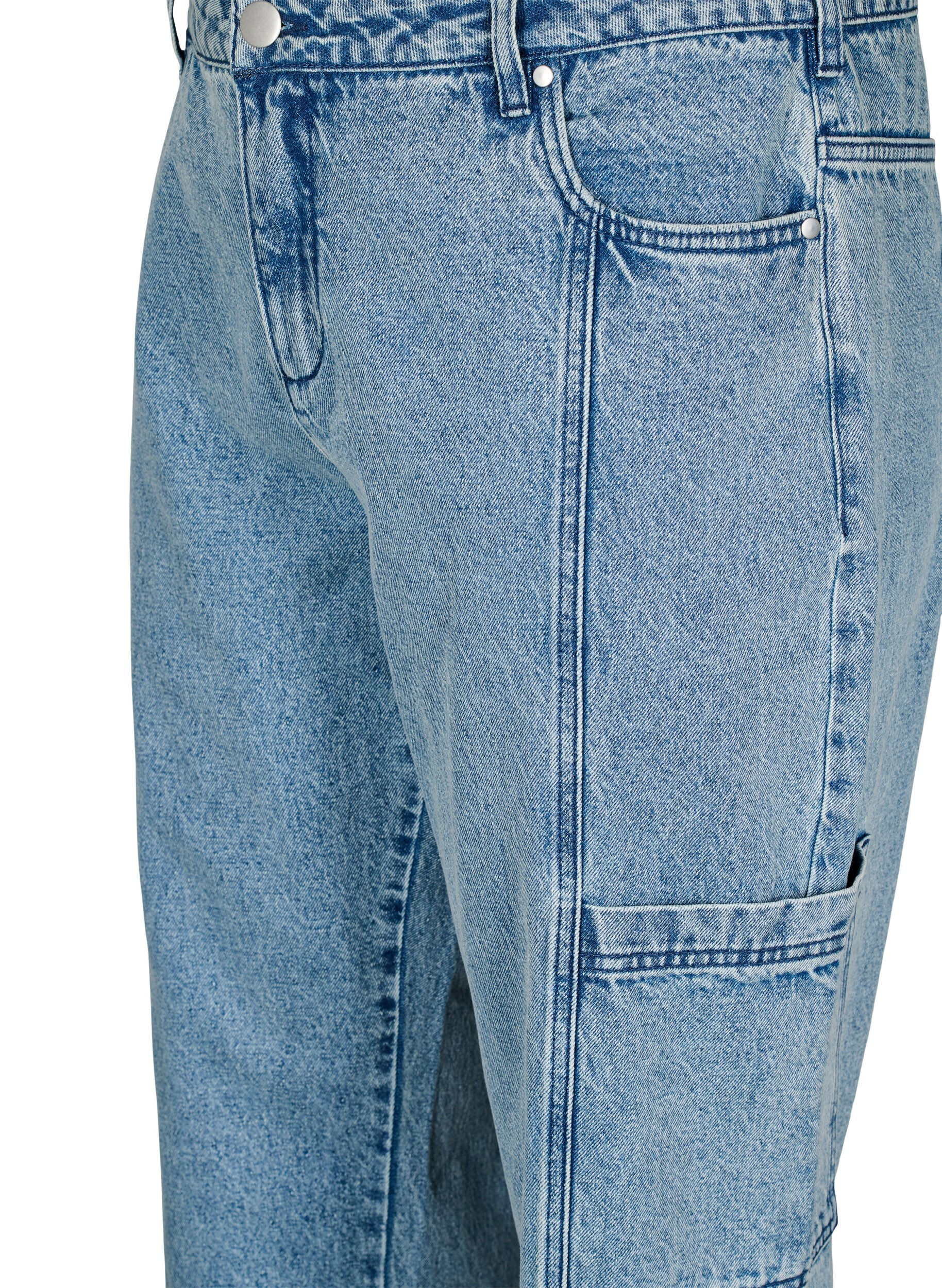 Zizzi Cargo jeans med h&oslash;y midje, Bl&aring;, Packshot image number 2