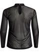 Tett sittende meshbluse med lange ermer, Svart, Packshot image number 1