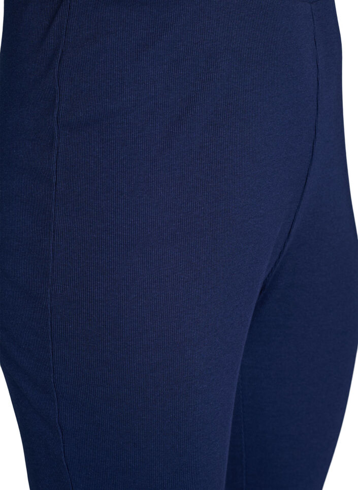 Pyjamasbukse med ribbestruktur og elastisk linning, Blå, Packshot