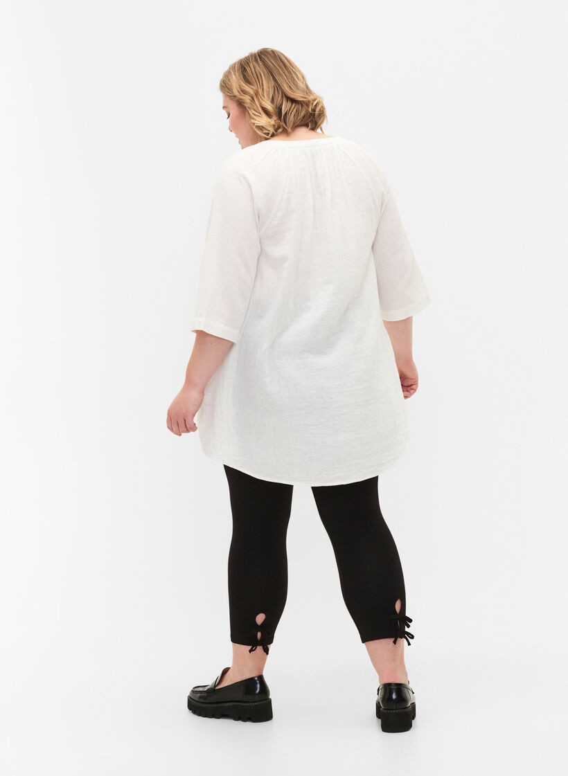 3/4-leggings i viskose med sløyfe, Black, Model image number 1