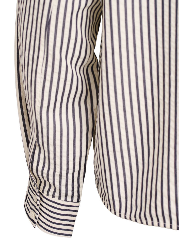 Stripete skjorte med knappedetalj på ryggen, Svart, Packshot image number 4