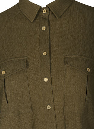 Strukturert skjorte med brystlommer, Dark Green ASS, Packshot image number 2