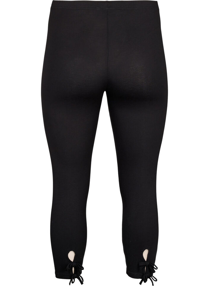 3/4-leggings i viskose med sløyfe, Black, Packshot image number 1