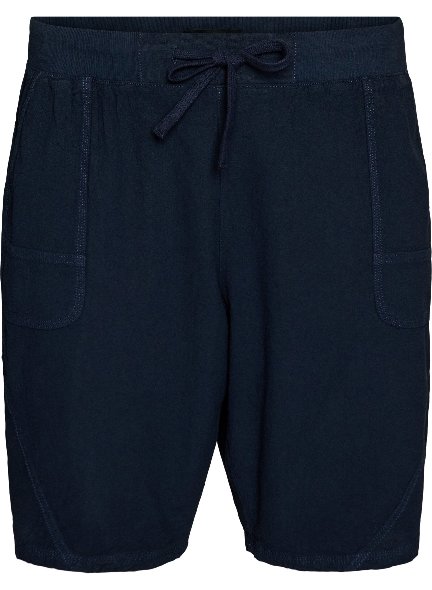 Zizzi L&oslash;s shorts av bomull med lommer, Bl&aring;, Packshot image number 0