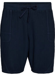 L&oslash;s shorts av bomull med lommer, Bl&aring;