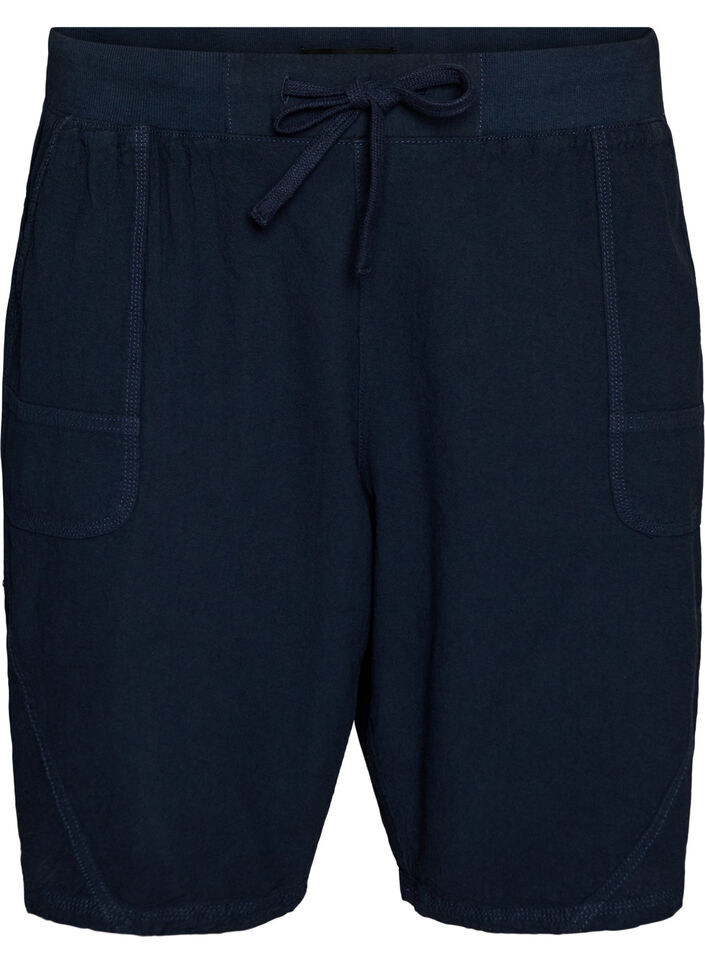 L&oslash;s shorts av bomull med lommer, Bl&aring;, Packshot image number 0