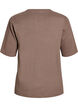 Ribbestrikket jerseybluse med korte ermer, Brun, Packshot image number 1