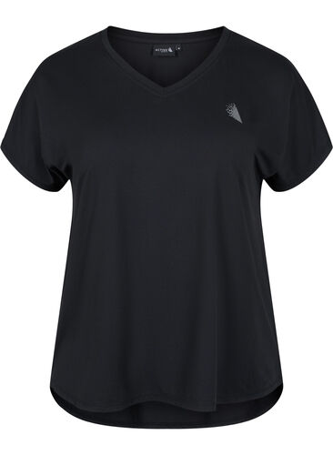 T-skjorte til trening med V-hals, Black, Packshot image number 0