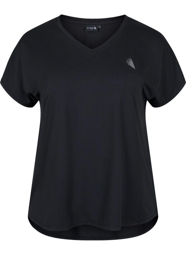 T-skjorte til trening med V-hals, Black, Packshot image number 0