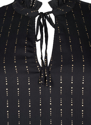 Zizzi Mønstret chiffongbluse med knytebånd, Black, Packshot image number 2