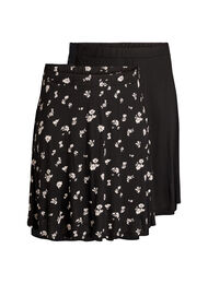 2-pack skaterskjørt i viskose, Black / Flower