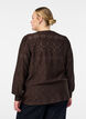 Langermet bluse med hullbroderi, Brun, Model image number 2