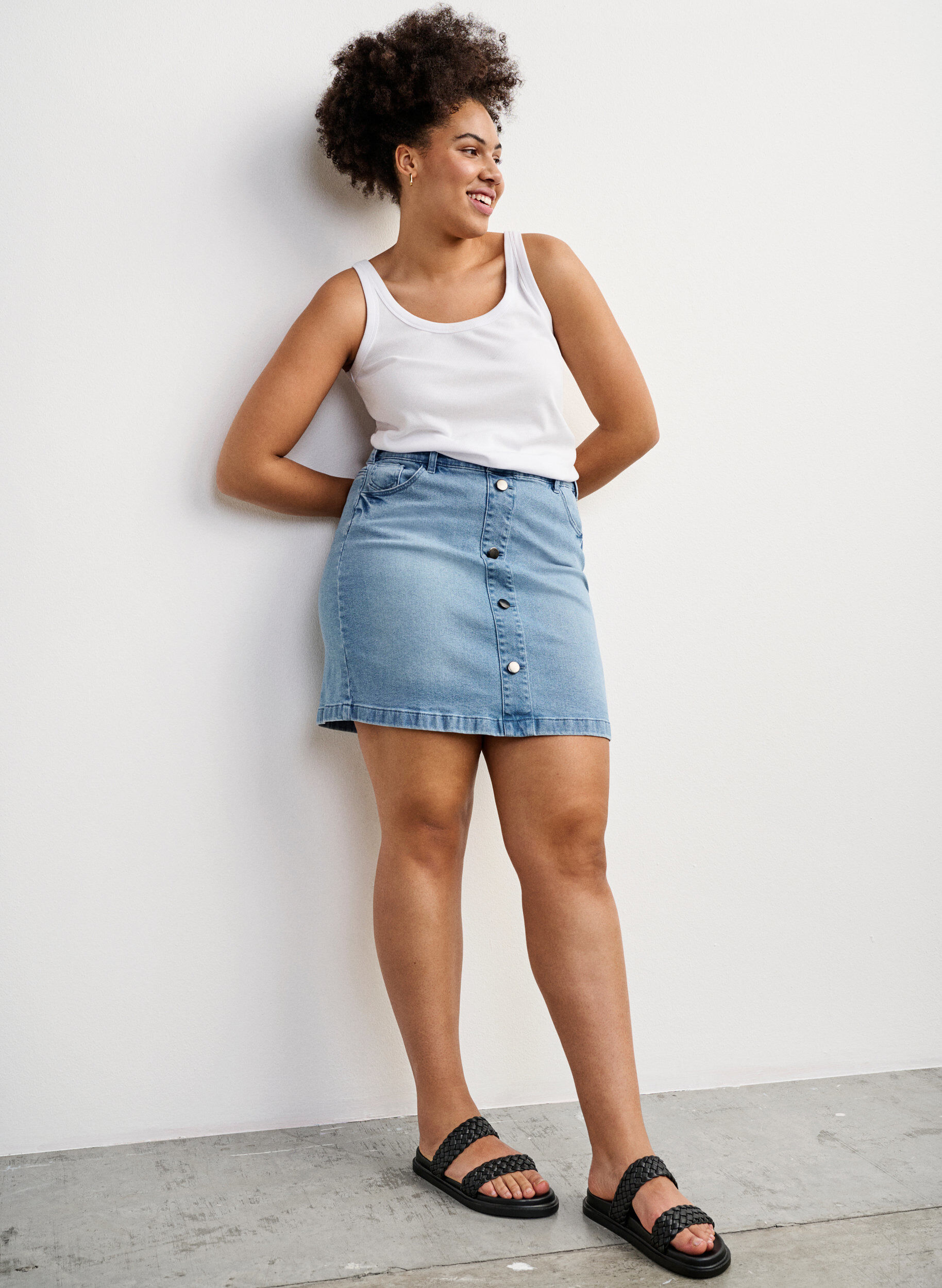 Zizzi Wide fit sandaler av skinn, Black, Image image number 0