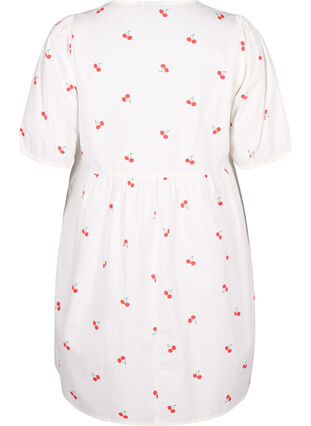 Kjole med kirsebærtrykk og A-lineskåret passform, B. White/Cherry, Packshot image number 1