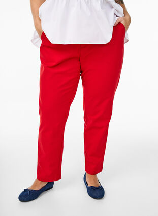 Zizzi Bukser med høy midje og rette ben, Rød, Model image number 2