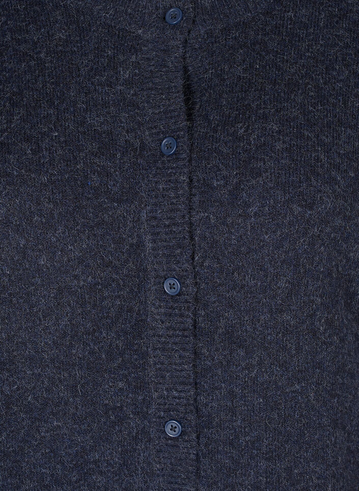 Kort melert strikket cardigan med knappelukking, Night Sky Mel., Packshot image number 2