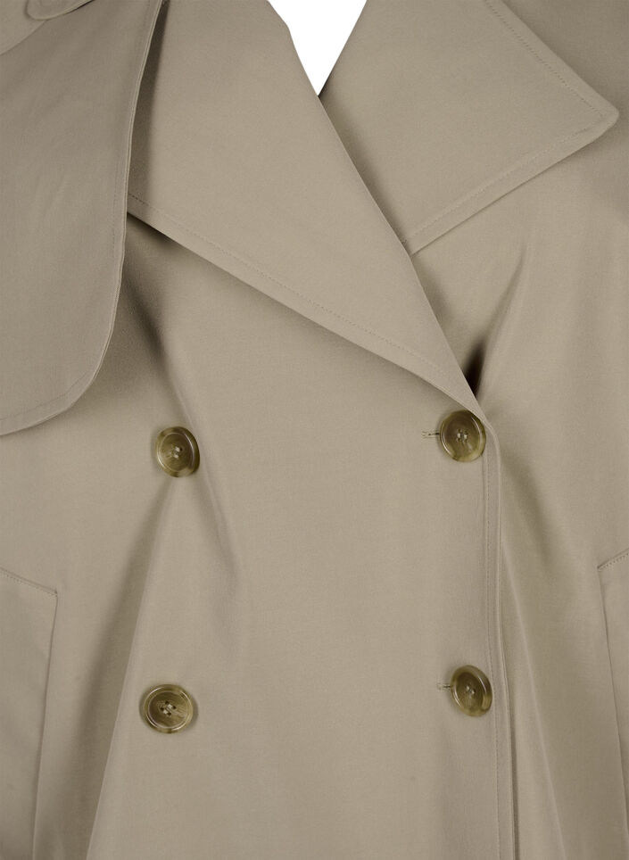 Kort trenchcoat med trykknapplukking, Coriander, Packshot image number 2