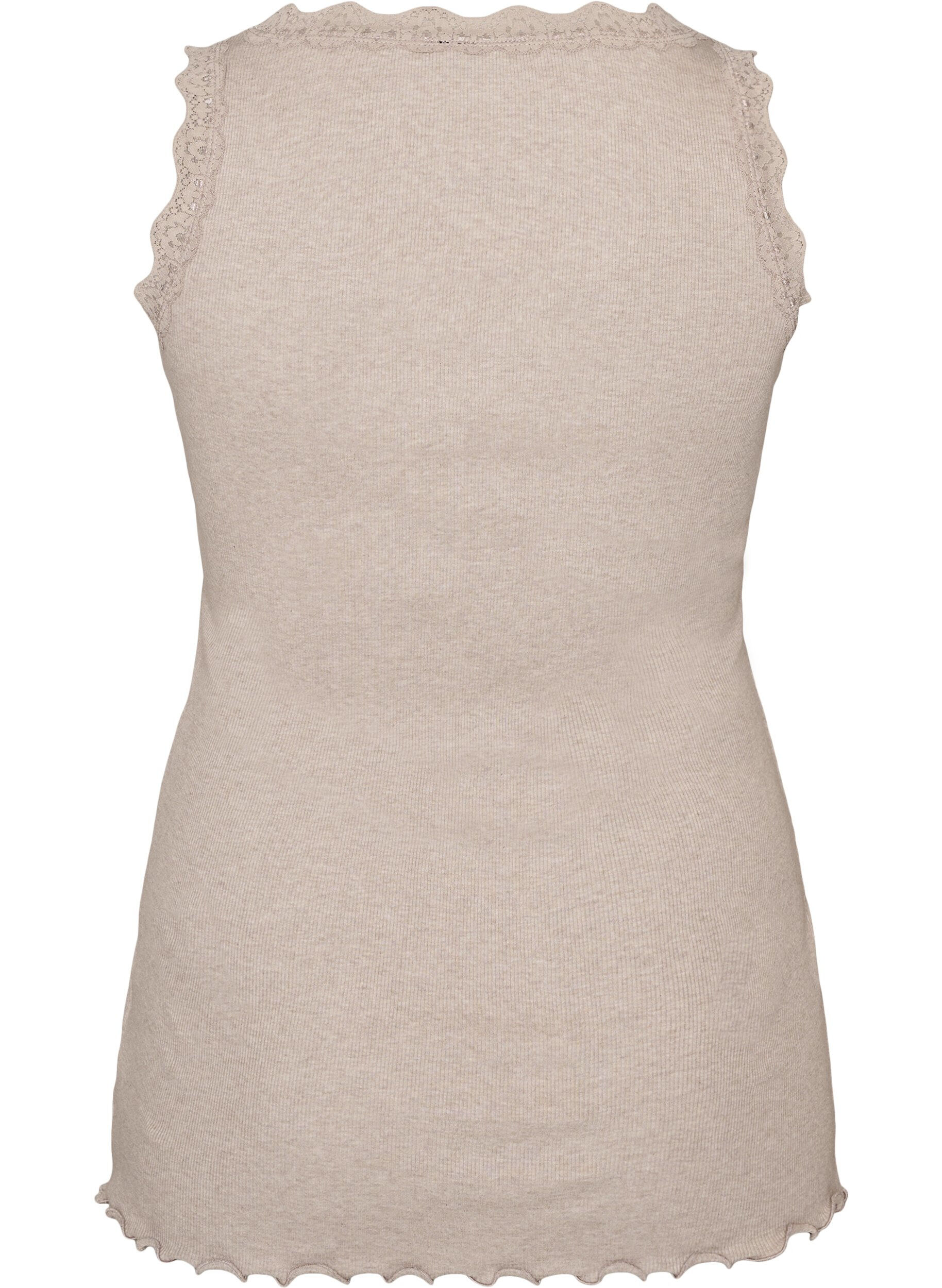 ZizziRibbet topp med blondedetalj, Beige, Packshot image number 1