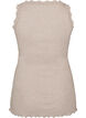 Ribbet topp med blondedetalj, Beige, Packshot image number 1