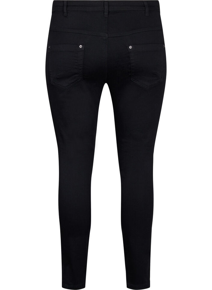 Cropped Amy jeans med glidel&aring;s, Svart, Packshot image number 1