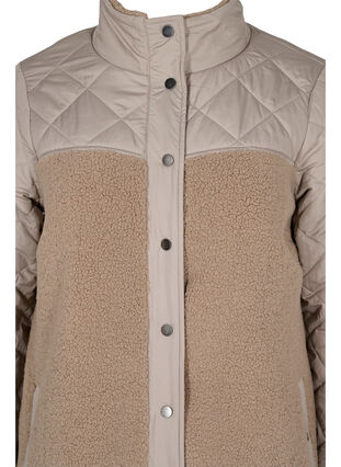 Quiltet jakke med teddy og knappelukking, Fungi Comb, Packshot image number 2