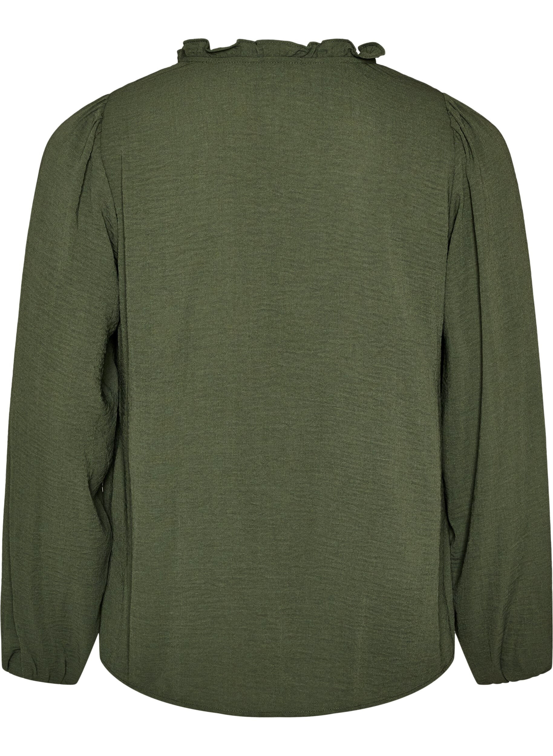 ZizziBluse med V-hals og heklet b&aring;nd, Gr&oslash;nn, Packshot image number 1