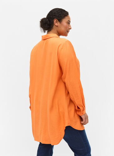 Lang skjorte i viskose, Celosia Orange, Model image number 1