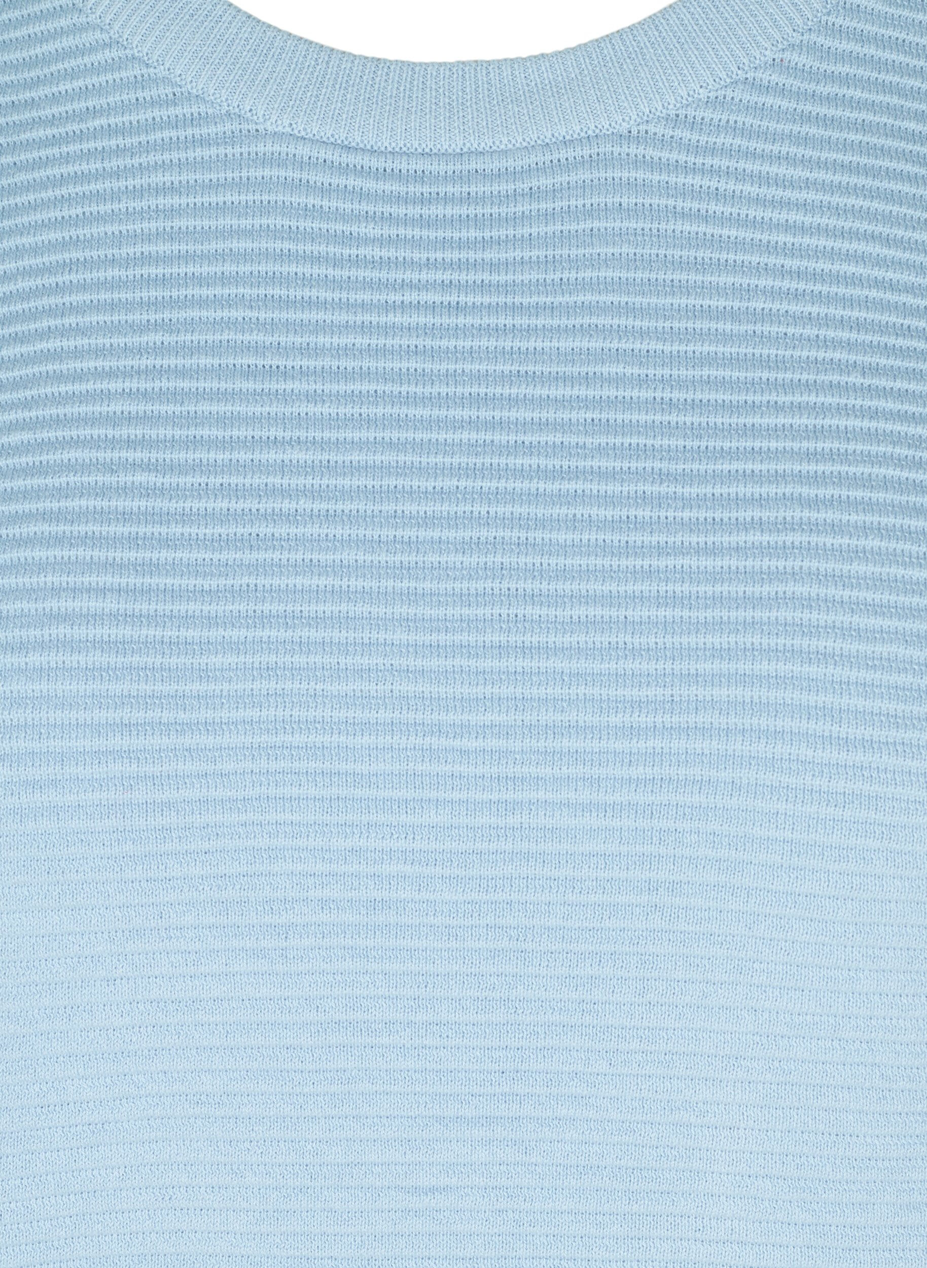 Zizzi Langermet strikkebluse i &oslash;kologisk bomull, Chambray Blue, Packshot image number 2