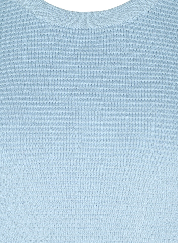 Langermet strikkebluse i økologisk bomull, Chambray Blue, Packshot image number 2