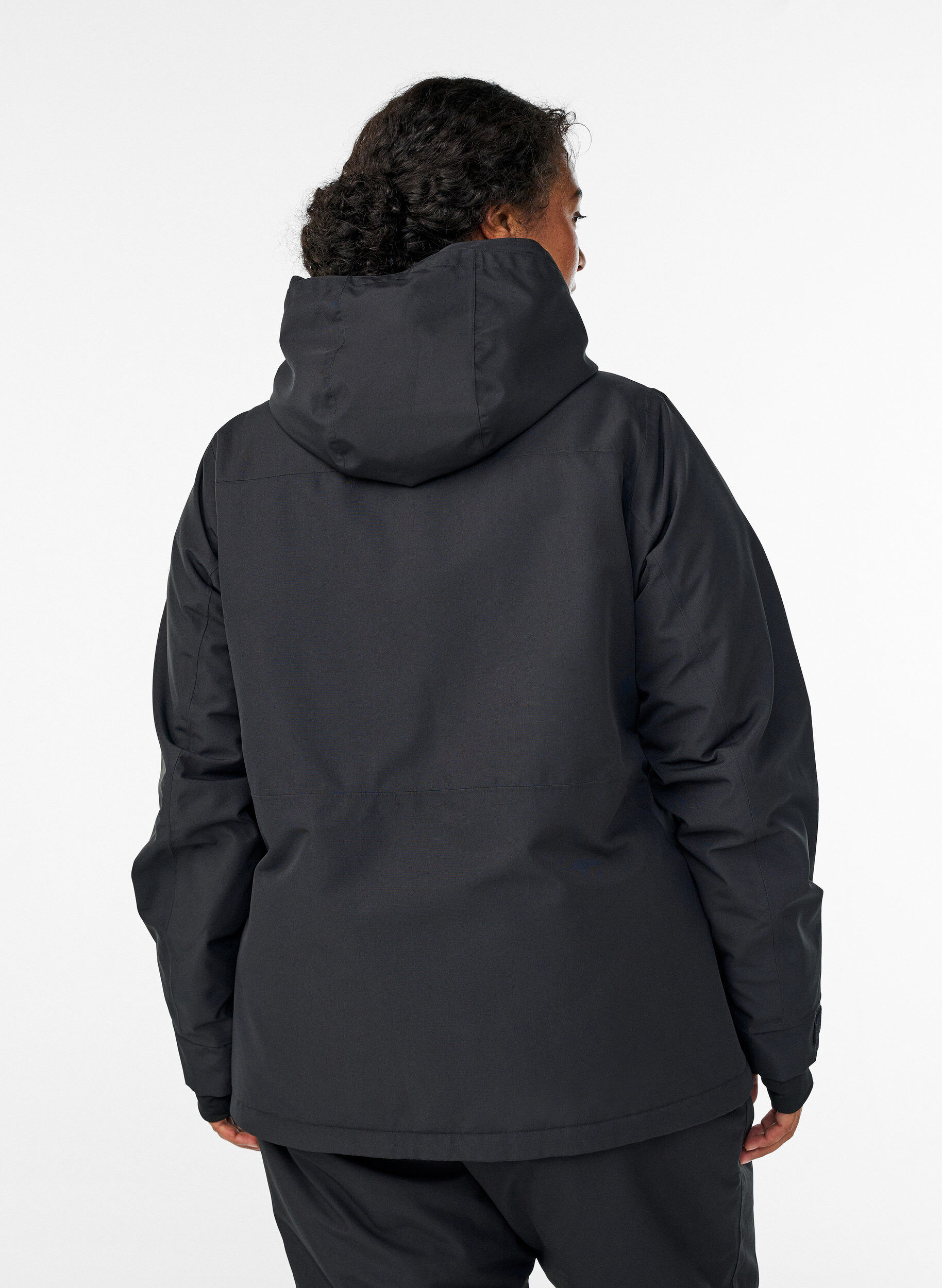 ZizziSkijakke med hette og glidel&aring;slommer, Svart, Model image number 2