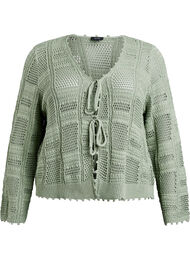 Strikket cardigan med knytebånd og et åpent mønster, Green Bay