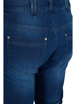 Zizzi Slim fit caprijeans med lommer, Blå, Packshot image number 3