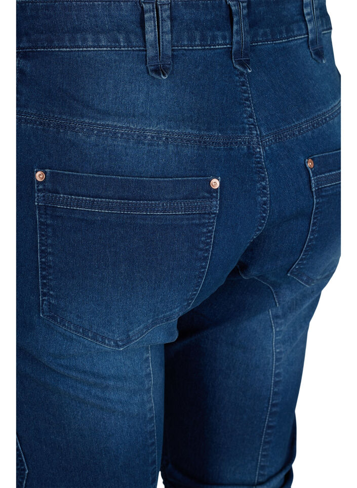 Slim fit caprijeans med lommer, Blå, Packshot image number 3