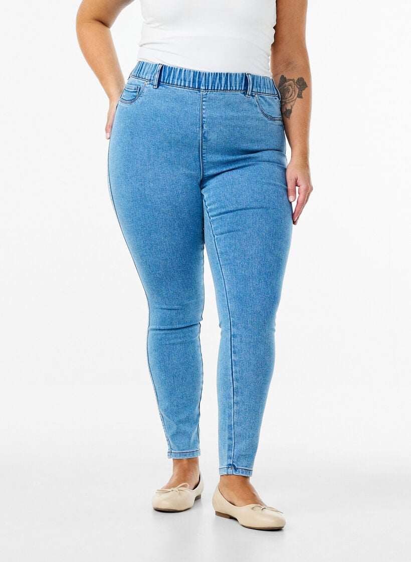 Jeggings med h&oslash;y midje, Bl&aring;, Model image number 2