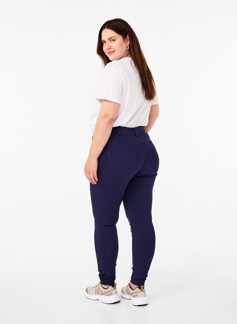 Slim fit bukser med lommer, Blå, Model image number 1