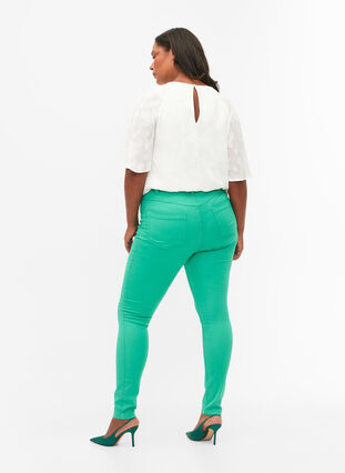 Amy jeans med høyt liv og super slim fit, Holly Green, Model image number 1