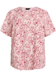 Kortermet bluse med rund hals, Rose Flower