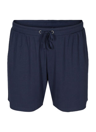 Shorts i et ribbet materiale med lommer, Navy Blazer, Packshot image number 0