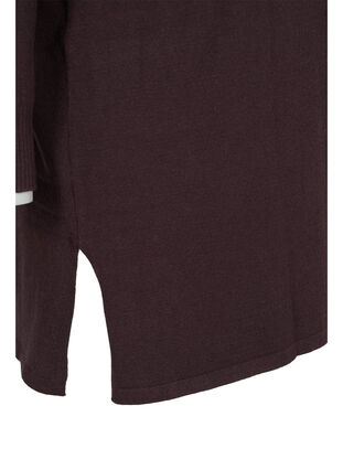 Strikket cardigan med splitt og ribbekanter, Black Coffee, Packshot image number 3