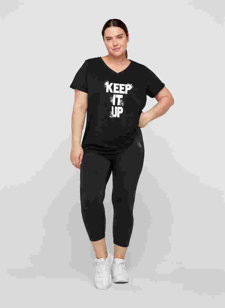 T-skjorte med trykk i bomull til trening , Black Keep, Model image number 2