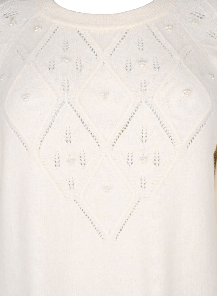 Strikket kjole med mønster og perler, Birch Mel., Packshot image number 2