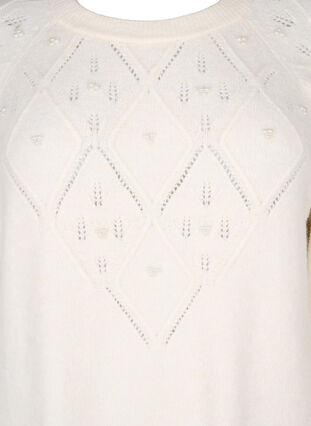 Zizzi Strikket kjole med mønster og perler, Birch Mel., Packshot image number 2