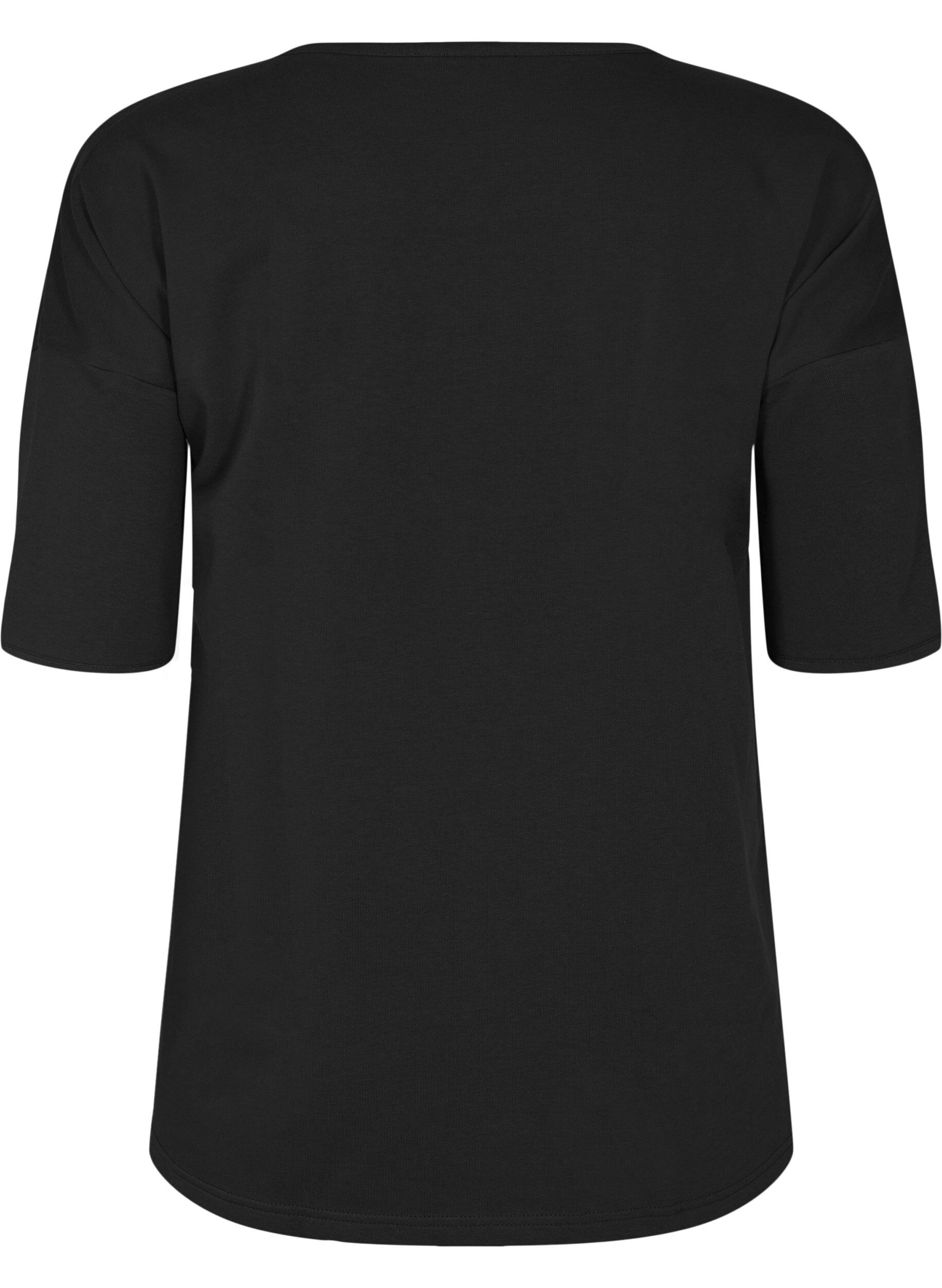 Zizzi Bluse med 1/2-ermer, Black, Packshot image number 1