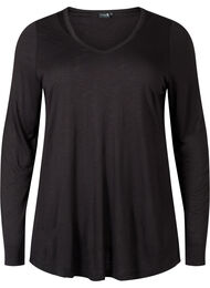 A-formet trenings-t-skjorte med lange ermer	, Black