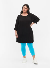 Basisleggings i viskose med 3/4-lengde, Blue Atoll, Model
