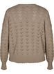 Langermet strikket bluse med et åpent mønster, Desert Taupe, Packshot image number 1