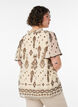 Bluse med m&oslash;nster og heklet kant, Beige, Model image number 2