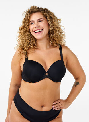 Zizzi Formstøpt BH med kryssdetaljer, Svart, Model image number 0