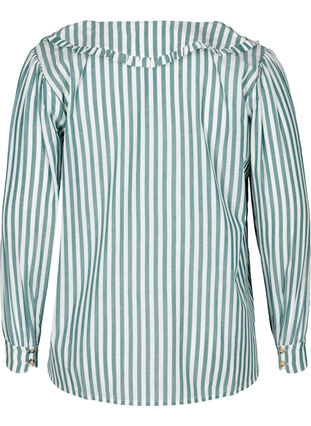 Stripete skjorte i bomull, Green Stripe , Packshot image number 1