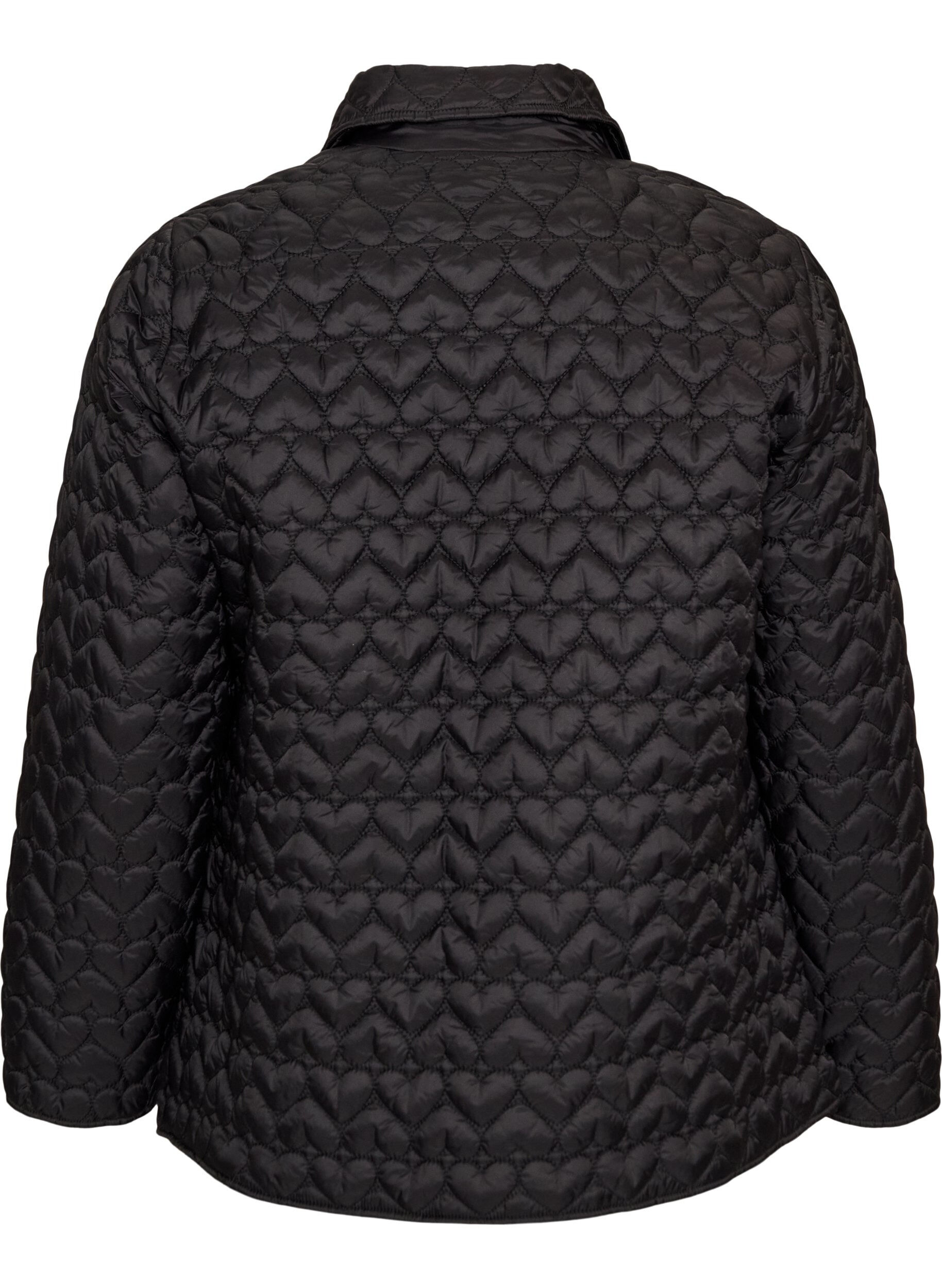 ZizziLett polstret jakke med dekorativ quilting, Svart, Packshot image number 1